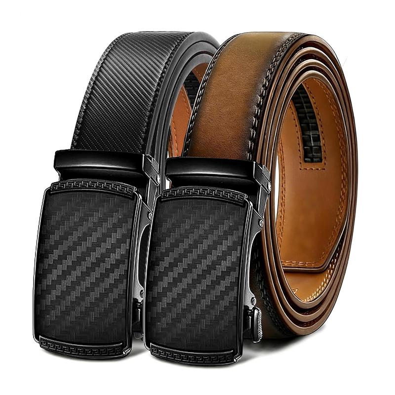 [Can be trimmed] Mens Belt Leather Ratchet Easy Release Belt For Men Designer Belt Dress and Casual with Adjustable Buckle