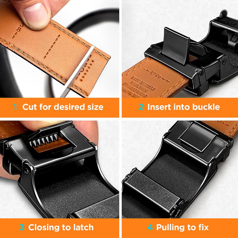 [Can be trimmed] Mens Belt Leather Ratchet Easy Release Belt For Men Designer Belt Dress and Casual with Adjustable Buckle