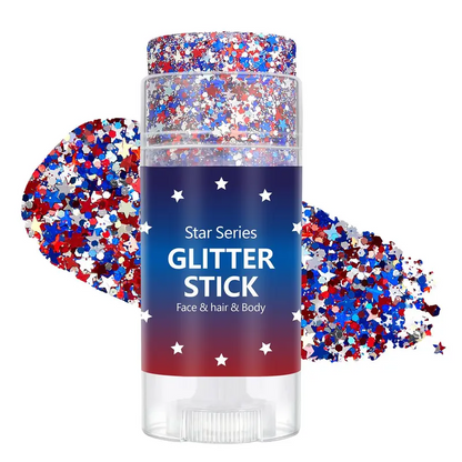 World Cup,Party, Independence Day,Festival & Fun Holiday | 3-in-1 Patriotic Glow😍✨Red, White & Blue Glitter Body Stick