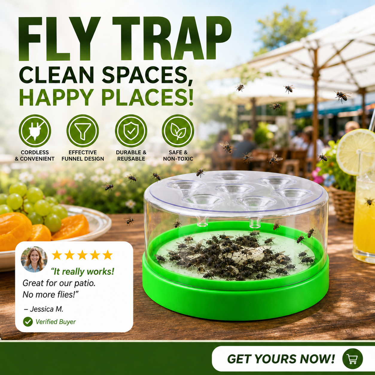 Reusable fly trap—no electricity, no poison! 🏠 Safe to use in the kitchen and around children and pets