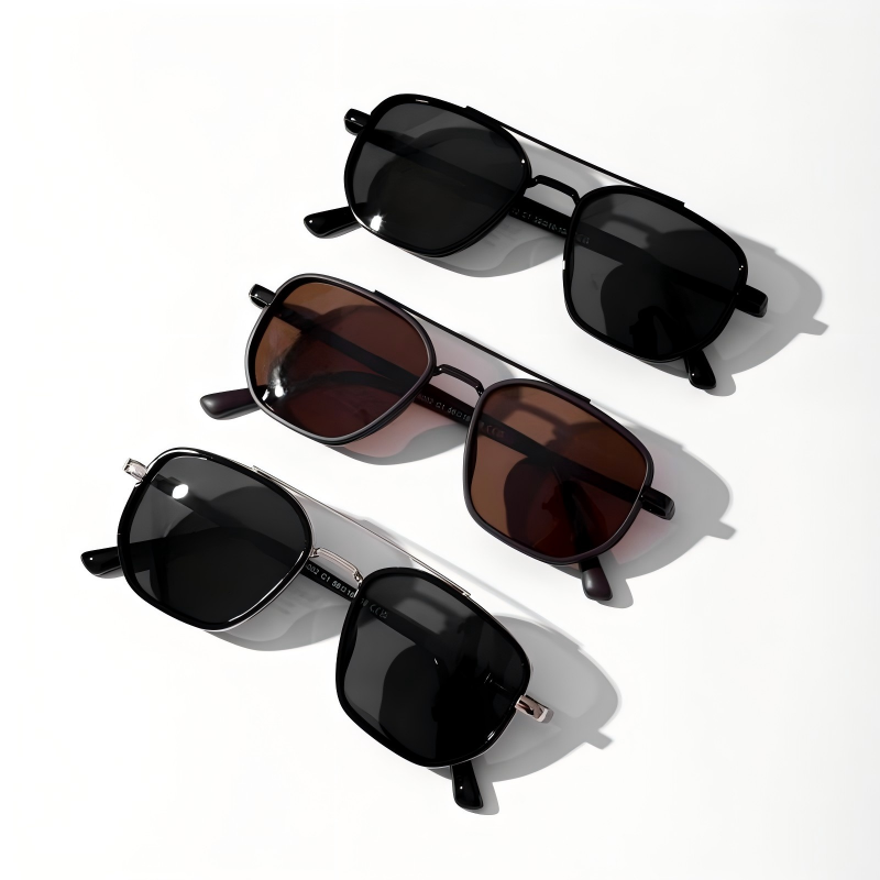 Back to School Sunglasses for Travel Use, Fashion Geometric Frame, Double Beam Sun Glasses Trends