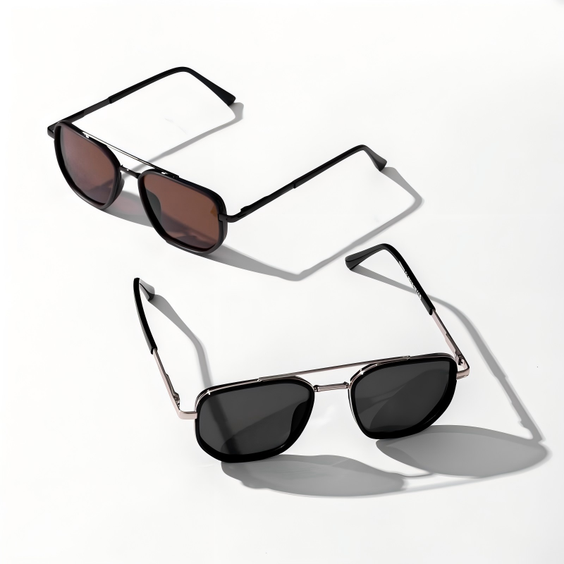 Back to School Sunglasses for Travel Use, Fashion Geometric Frame, Double Beam Sun Glasses Trends