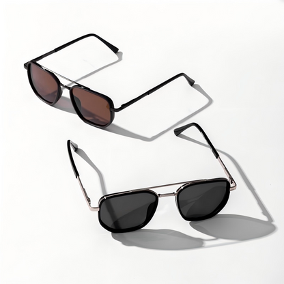 Back to School Sunglasses for Travel Use, Fashion Geometric Frame, Double Beam Sun Glasses Trends
