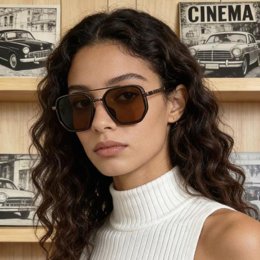Back to School Sunglasses for Travel Use, Fashion Geometric Frame, Double Beam Sun Glasses Trends