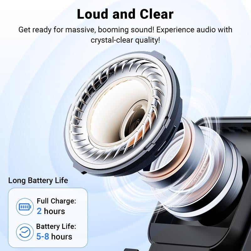 🎶 5-in-1 Wireless Induction Bluetooth Speaker with Adjustable Phone Stand📱