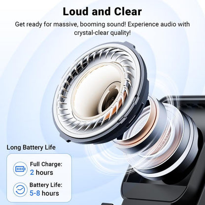 🎶 5-in-1 Wireless Induction Bluetooth Speaker with Adjustable Phone Stand📱