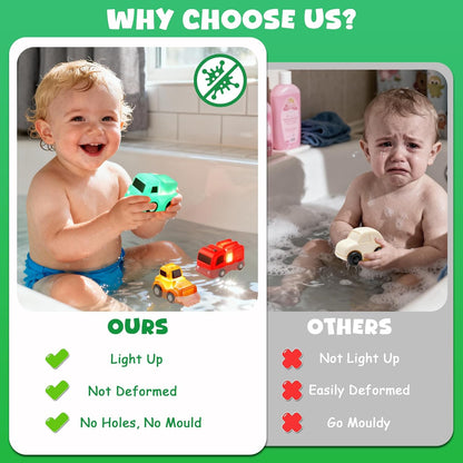 Baby Bath Toys🚗  – 6 Pack Light Up Bath Cars , Kids’ Bathtub Play & Halloween Gifts