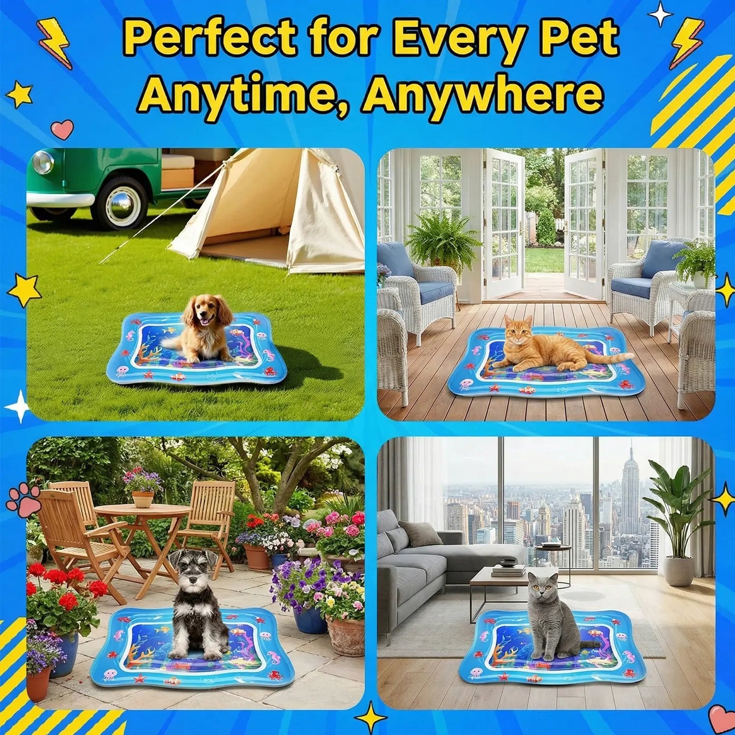 Cat Water Sensory Play Mat — Interactive Ocean Fish Toy for Bored Indoor Cats & Kittens