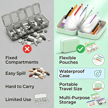 Waterproof Pill Pouch Set – Large Weekly Travel Medicine Organizer💊