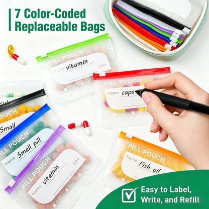 Waterproof Pill Pouch Set – Large Weekly Travel Medicine Organizer💊