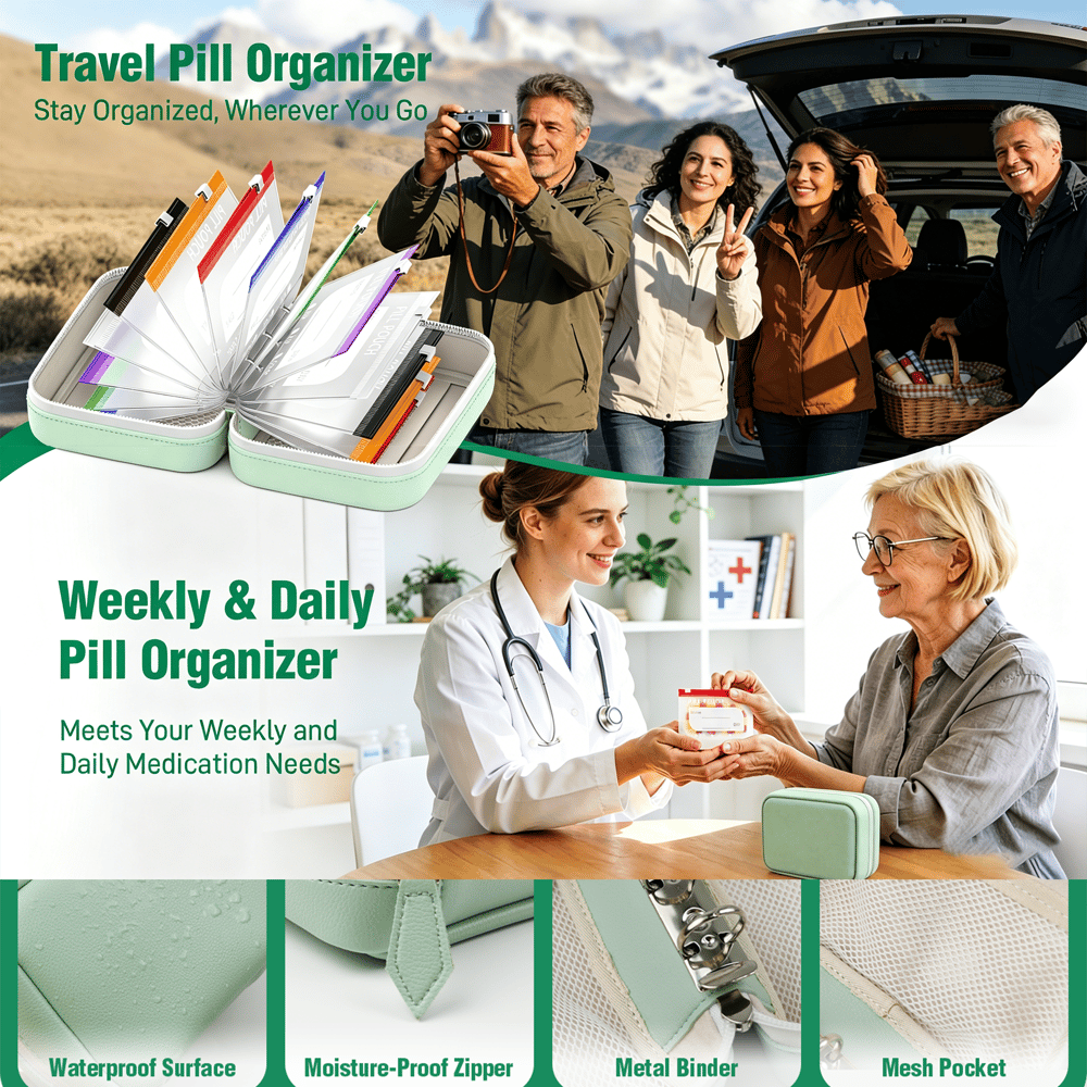 Waterproof Pill Pouch Set – Large Weekly Travel Medicine Organizer💊