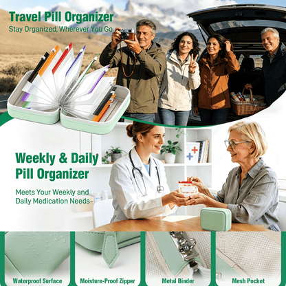 Waterproof Pill Pouch Set – Large Weekly Travel Medicine Organizer💊