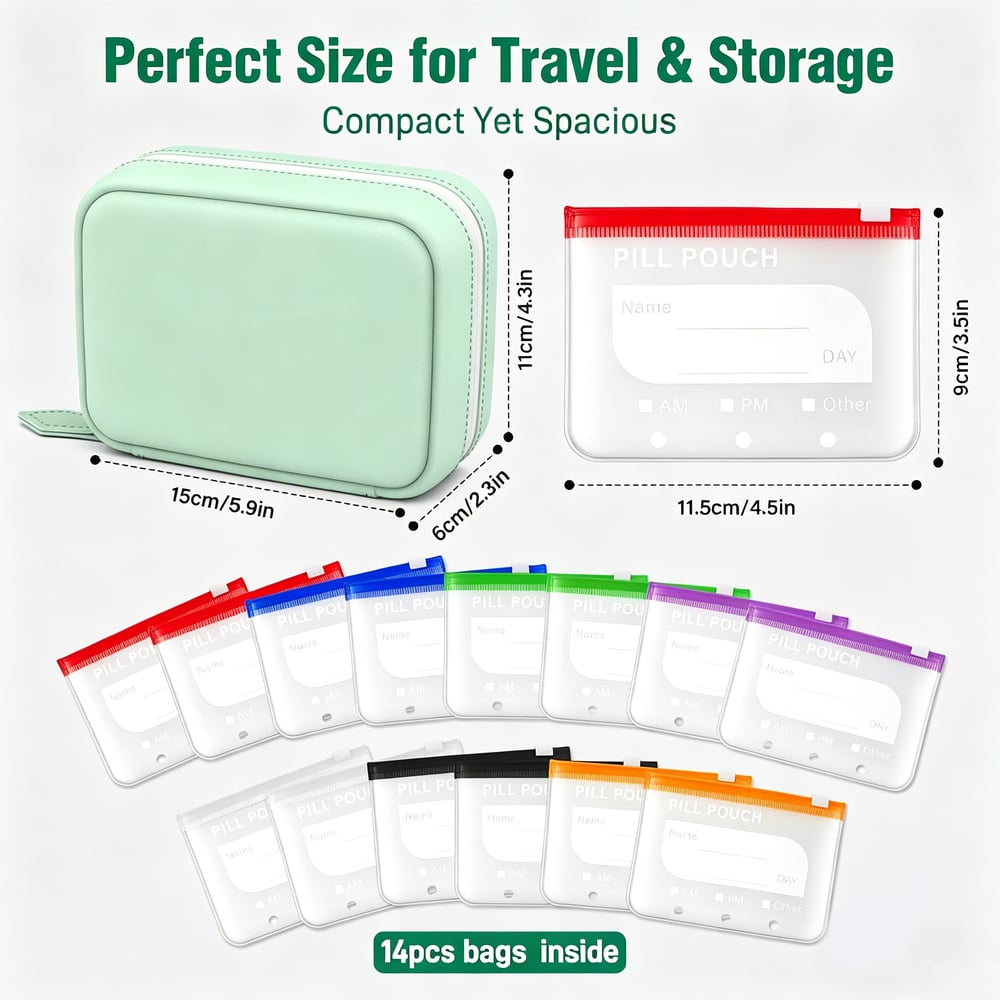 Waterproof Pill Pouch Set – Large Weekly Travel Medicine Organizer💊
