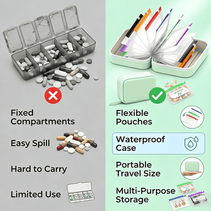 Waterproof Pill Pouch Set – Large Weekly Travel Medicine Organizer💊