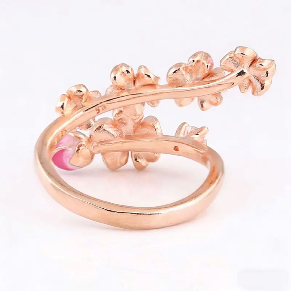 Peach Blossom Floral CZ Adjustable Ring🌸