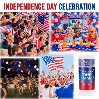 World Cup,Party, Independence Day,Festival & Fun Holiday | 3-in-1 Patriotic Glow😍✨Red, White & Blue Glitter Body Stick