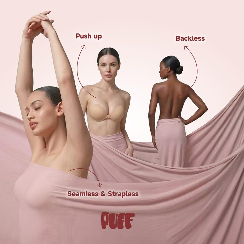 Adhesive Bra – Sticky Bra, Waterproof & Sweat-proof Invisible Bra, Reusable Silicone