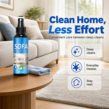 No‑Rinse Fabric Cleaner Spray🛋️✨ – Just spray & wipe – no water, no rinsing. Perfect for sofas, carpets & upholstery