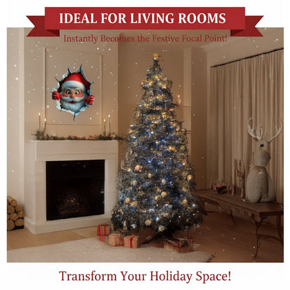 🎅 3D Santa Christmas Wall Decals for Instant Holiday Cheer
